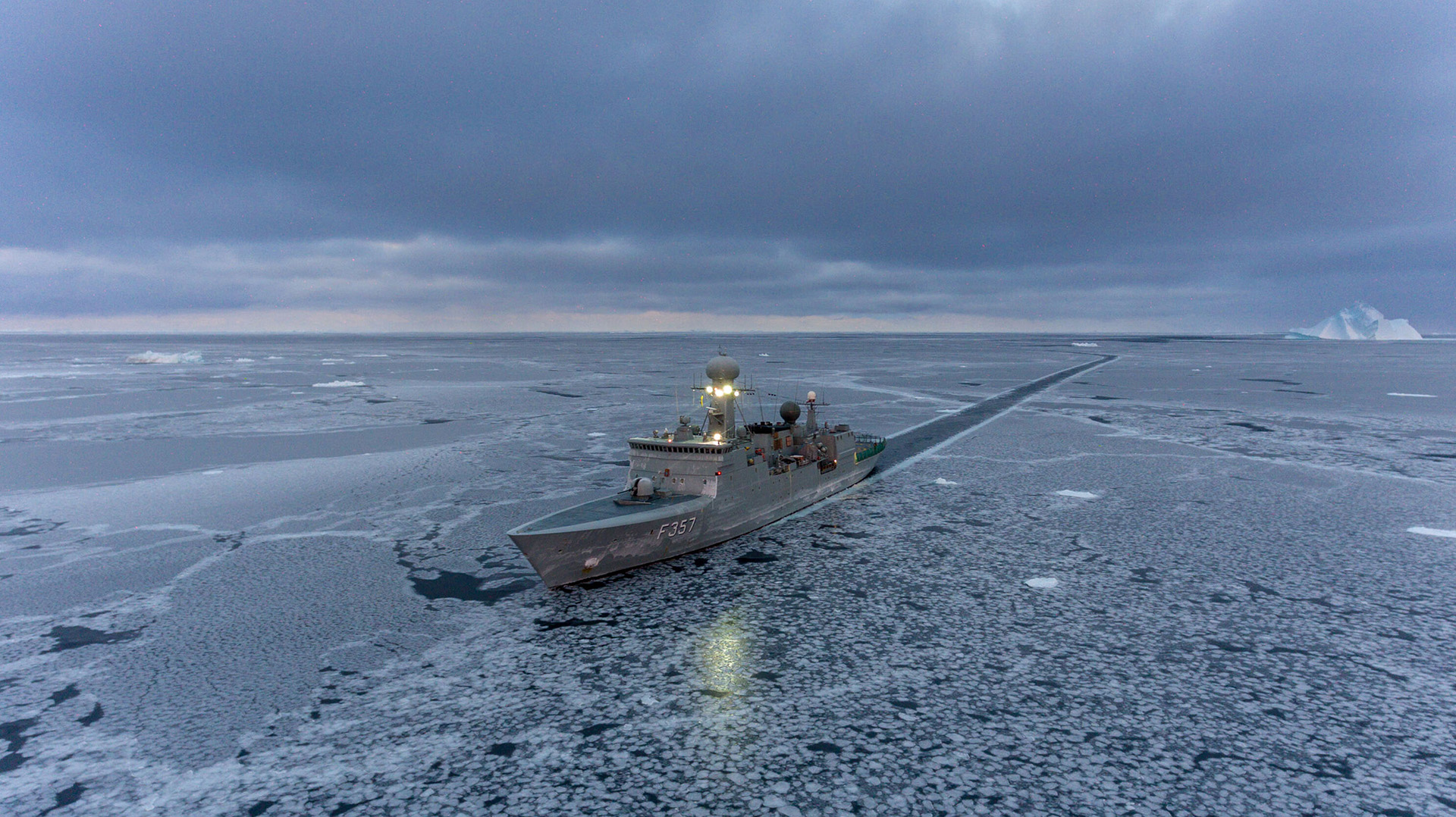 The Danish vessel HDMS Thetis patrols in Diskus Bay, Greenland 